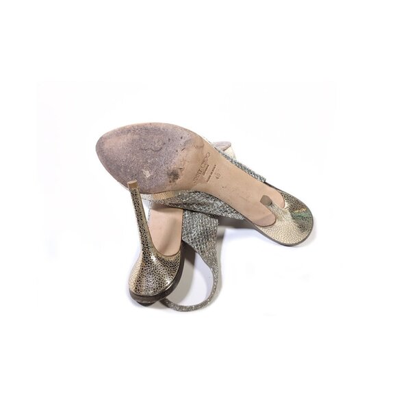 JIMMY CHOO 40 'Nova' Champagne Slingback 100mm Heels Womens Size 9 - Picture 9 of 10